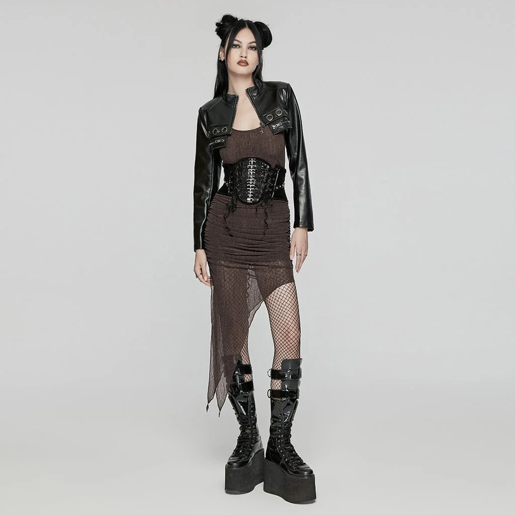Women's Punk Skeleton Lace-up Underbust Corset - Image 4