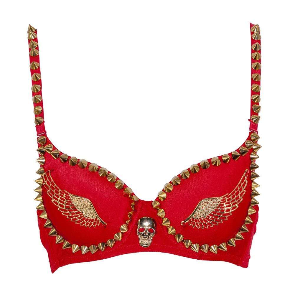 Women's Punk Skull Rivets Bra Tops - Image 4