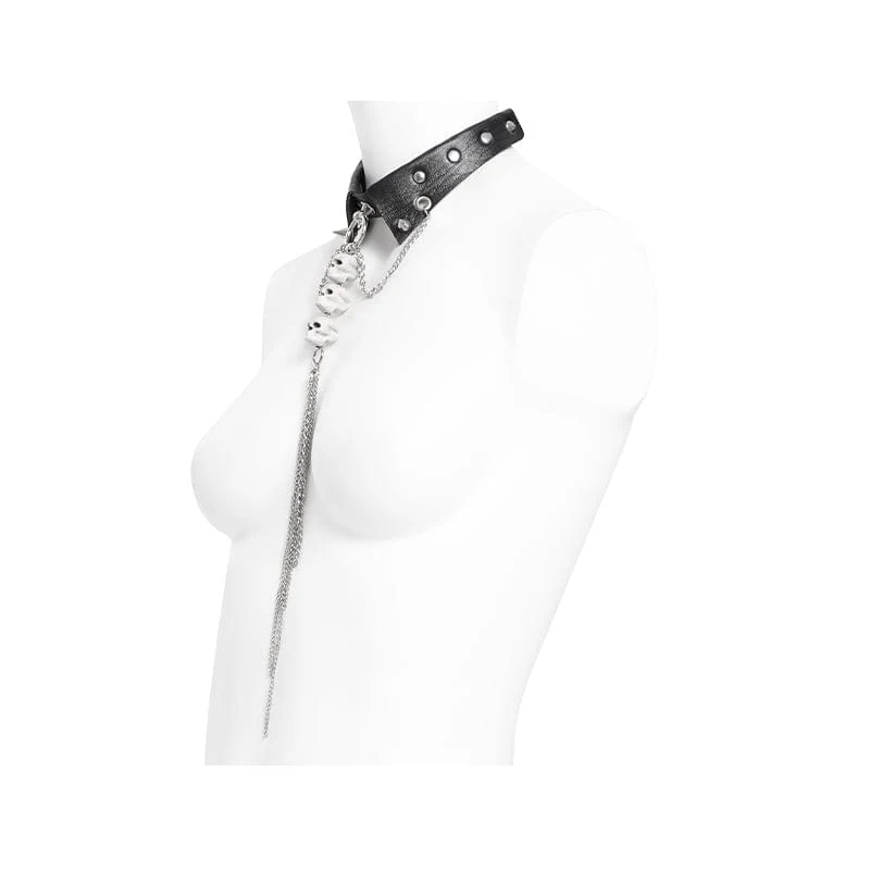 Women's Punk Skull Rivets Chain Choker - Image 7