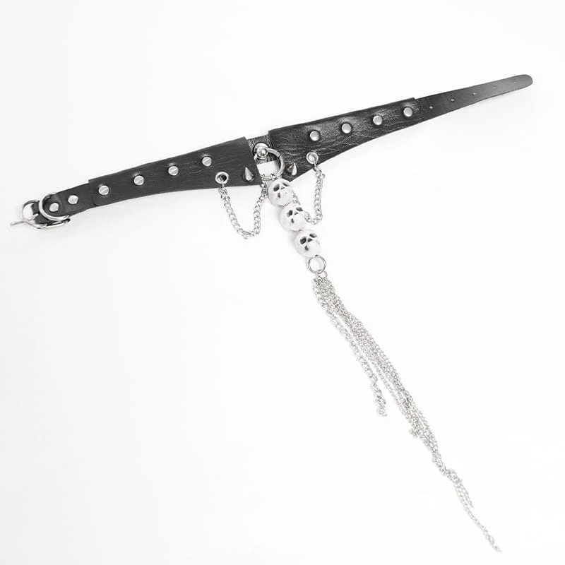 Women's Punk Skull Rivets Chain Choker - Image 9