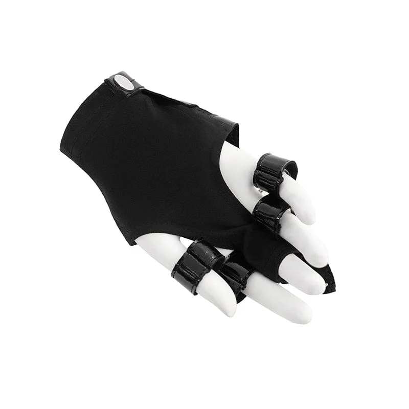 Women's Punk Skull Studded Faux Leather Half-finger Bracelet - Image 6