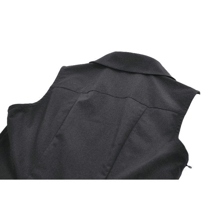 Women's Punk Skull Zip Turn-down Collar Sleeveless Dress - Image 15