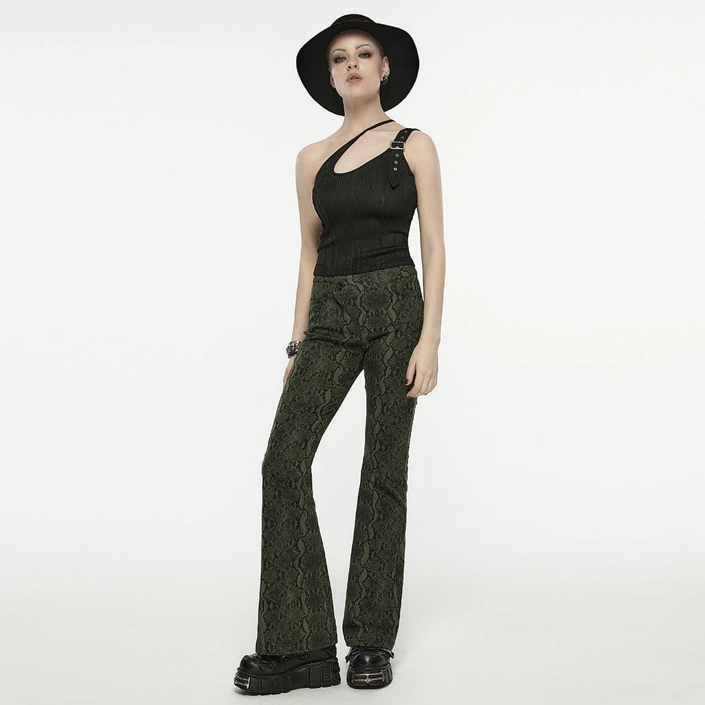 Women's Punk Slash Shoulder Buckle Tank Top - Image 4
