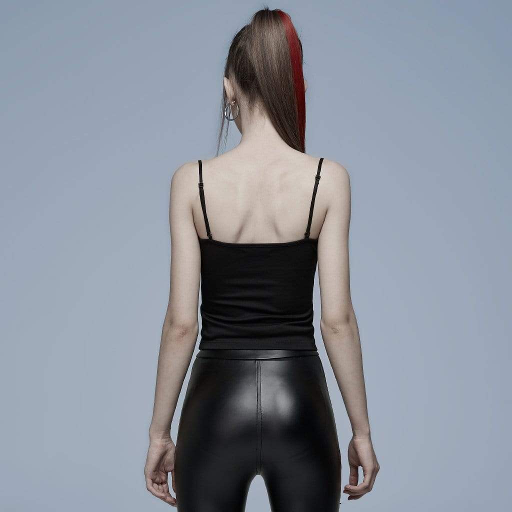 Women's Punk Slim Fitted Bat Tank Top - Image 3