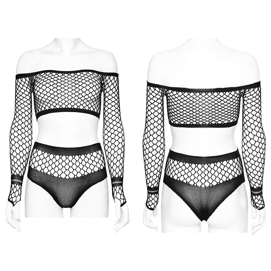 Women's Punk Slim Fitted Mesh Lingerie Set - Image 5