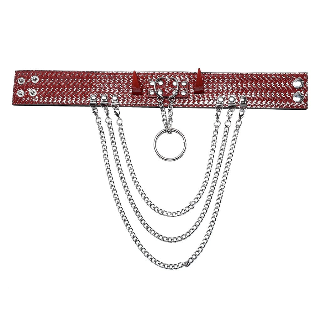 Women's Punk Snakeskin Faux Leather Necklace with Chain - Image 10