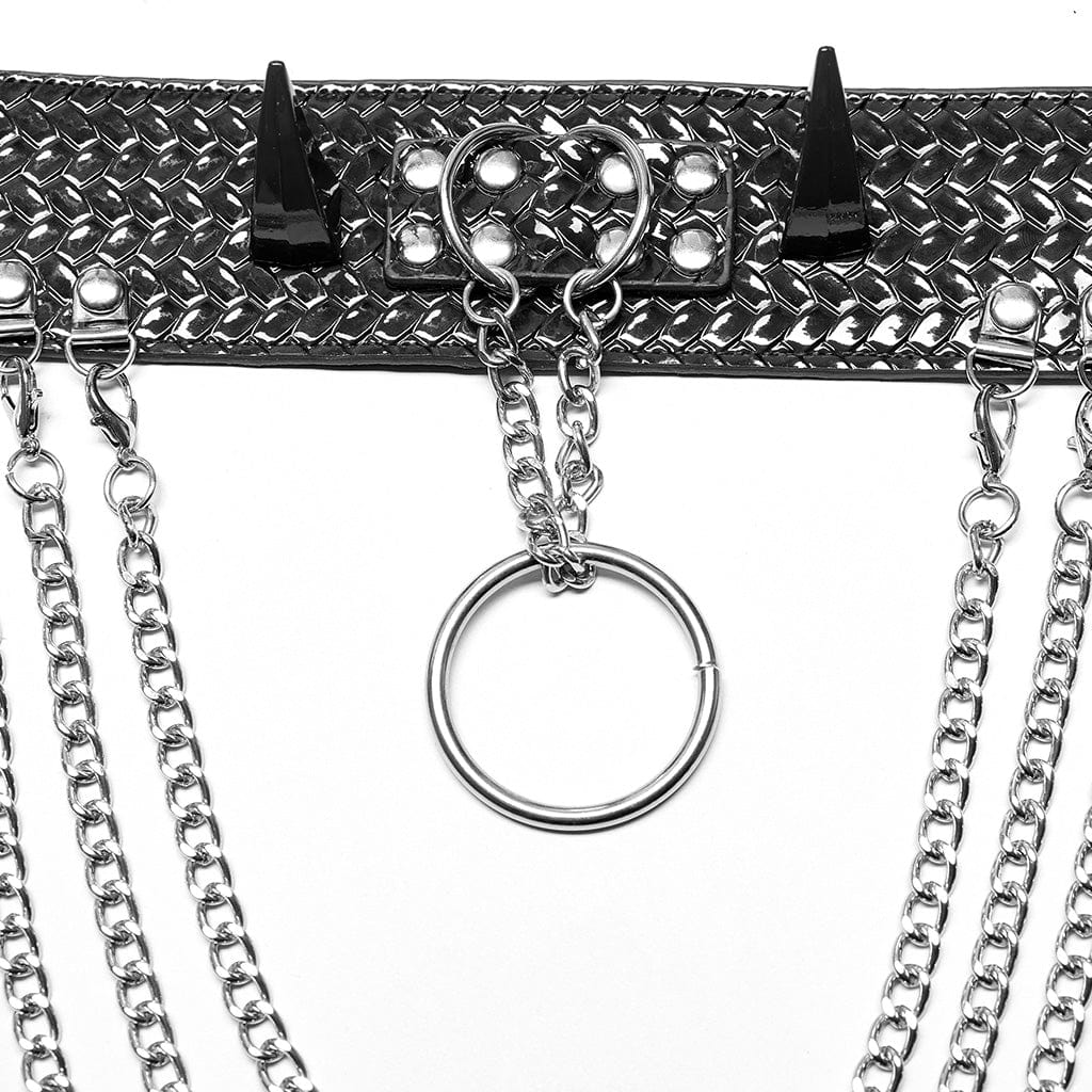 Women's Punk Snakeskin Faux Leather Necklace with Chain - Image 11
