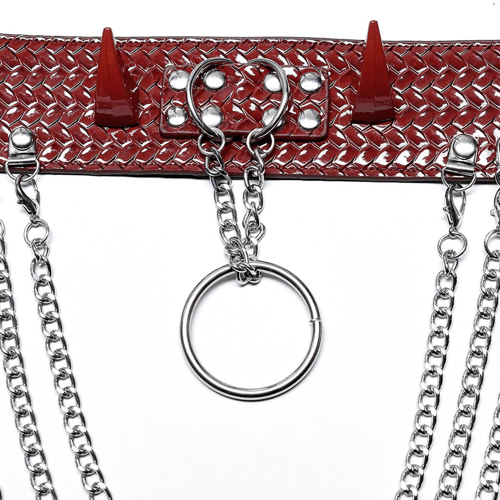 Women's Punk Snakeskin Faux Leather Necklace with Chain - Image 15