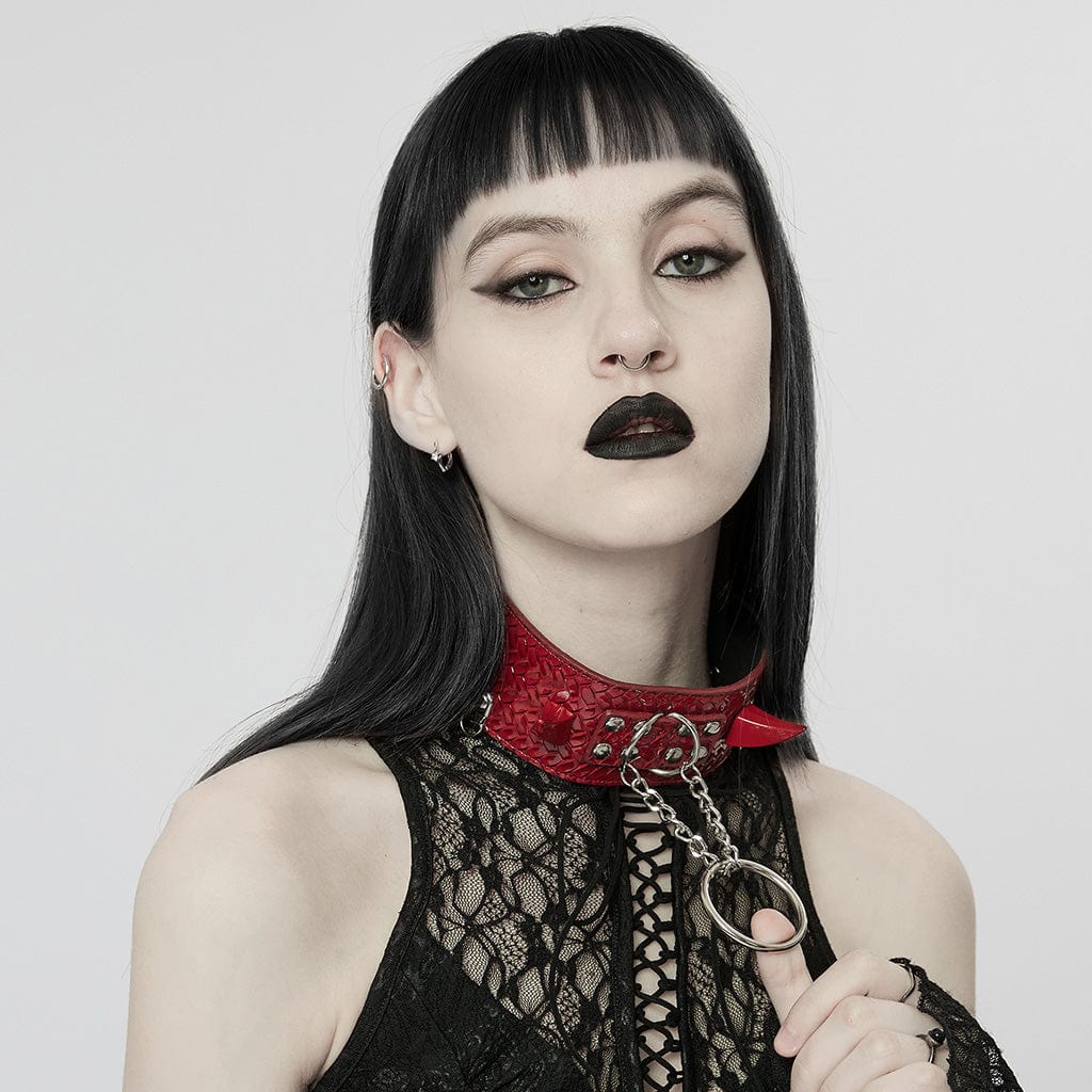 Women's Punk Snakeskin Faux Leather Necklace with Chain - Image 6