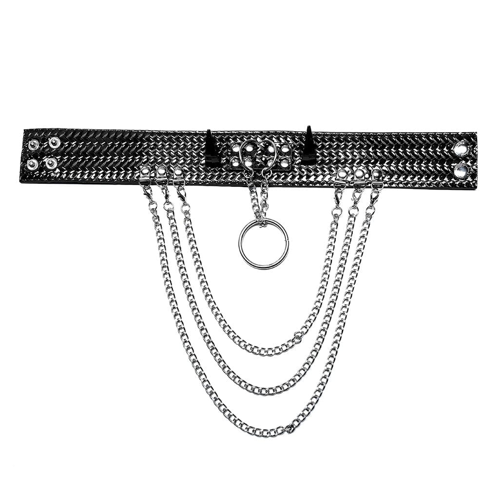 Women's Punk Snakeskin Faux Leather Necklace with Chain - Image 9