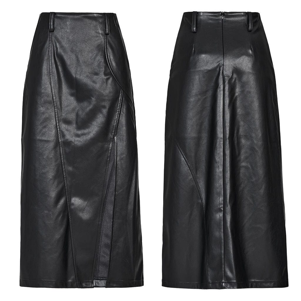 Women's Punk Split Faux Leather Skirt - Image 5