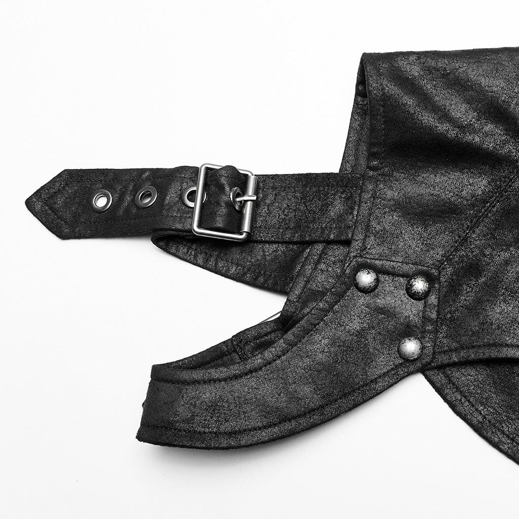 Women's Punk Stand Collar Buckle Cape with Hood - Image 8