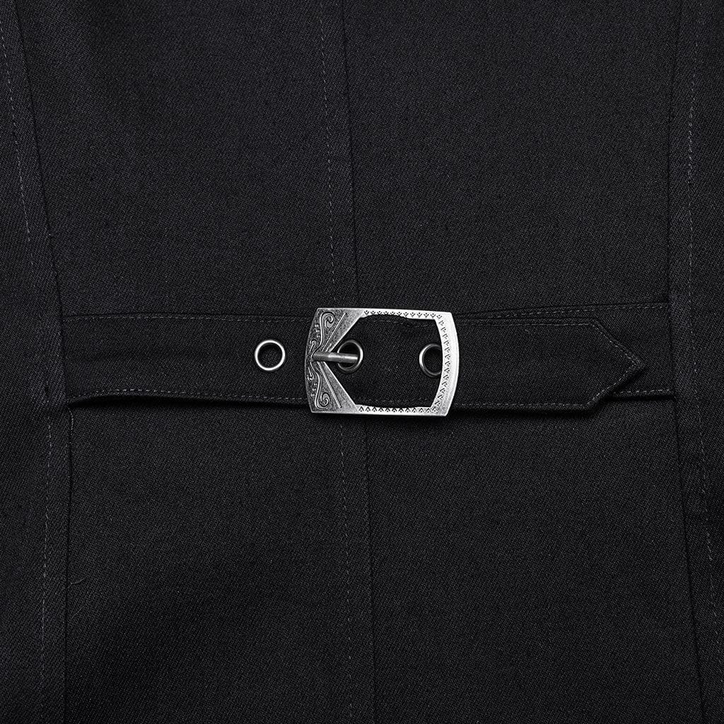 Women's Punk Stand Collar Chain Pin Coat - Image 9