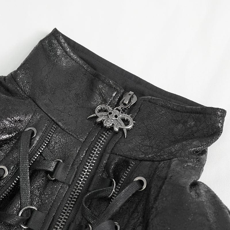 Women's Punk Stand Collar Crackled Buckle Jacket - Image 11