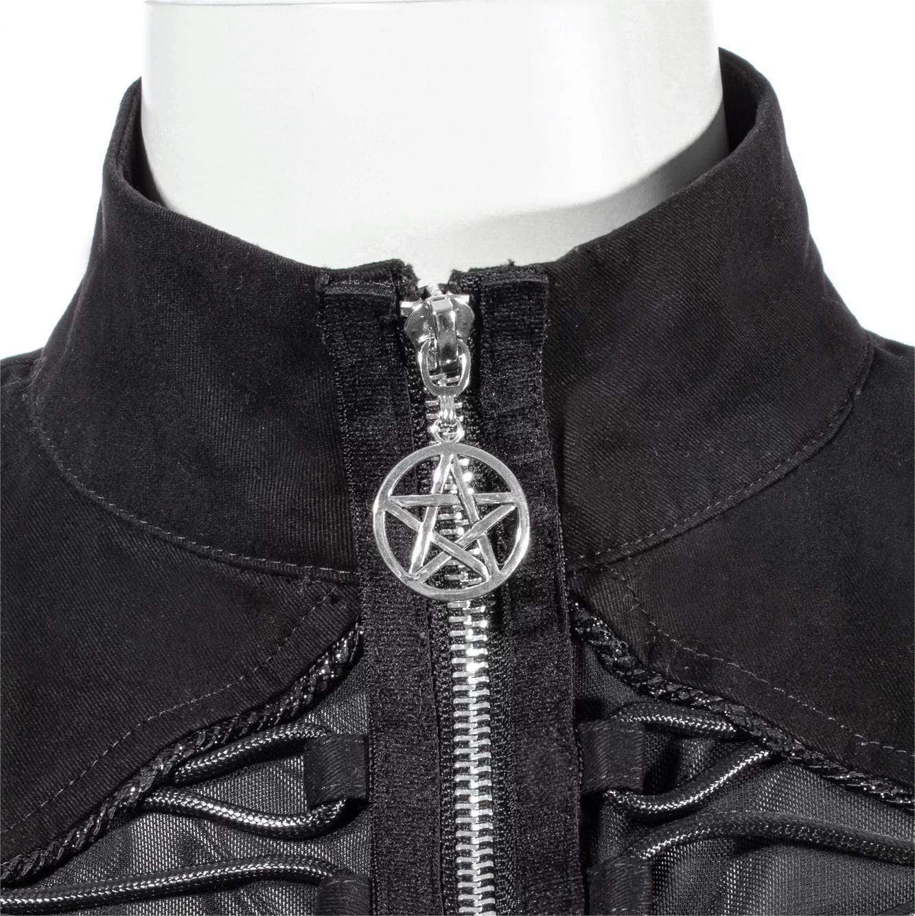 Women's Punk Stand Collar Irregular Crop Top - Image 11