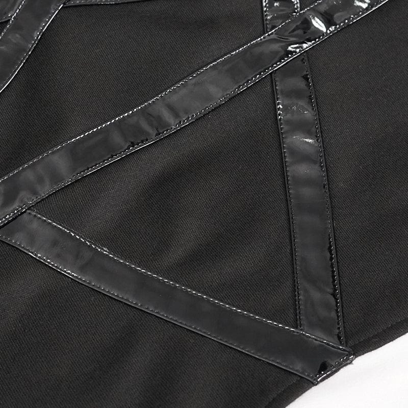 Women's Punk Strap Splice Asymmetric Short Sleeved Crop Top - Image 9