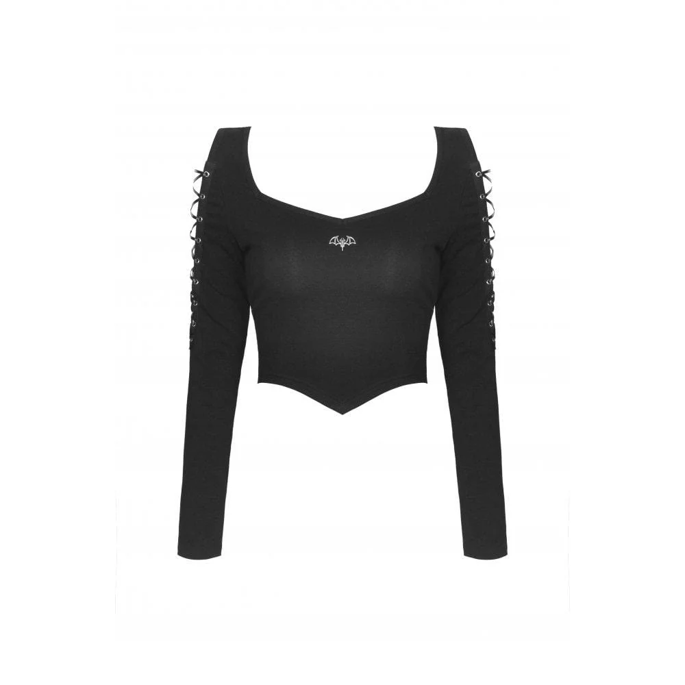 Women's Punk Strappy Bat Irregular Crop Top - Image 6