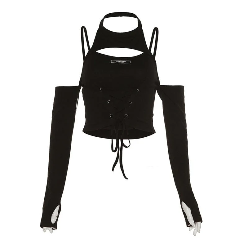 Women's Punk Strappy Cutout Crop Top - Image 12
