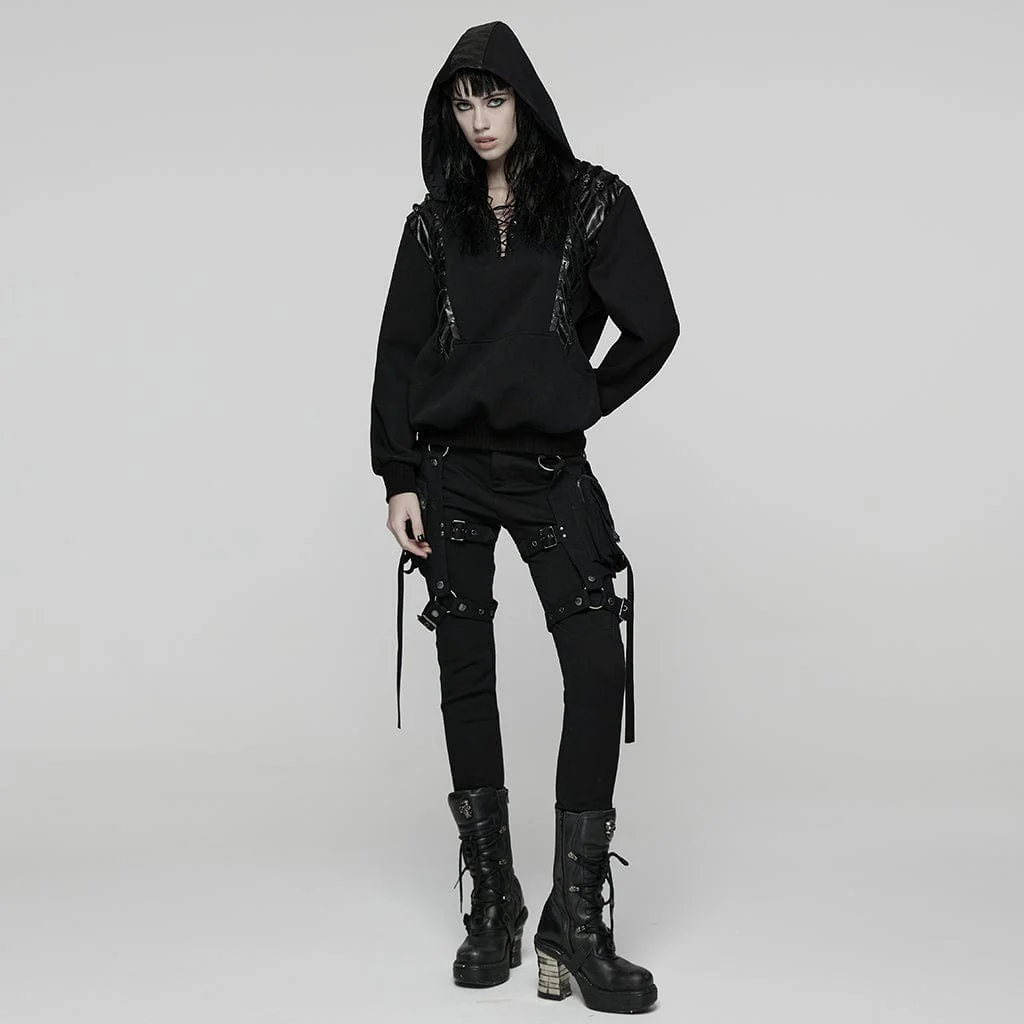 Women's Punk Strappy Hoodie - Image 4