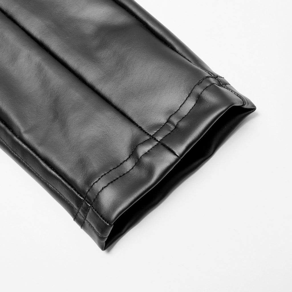 Women's Punk Strappy Mesh Splice Buckle Leggings - Image 9