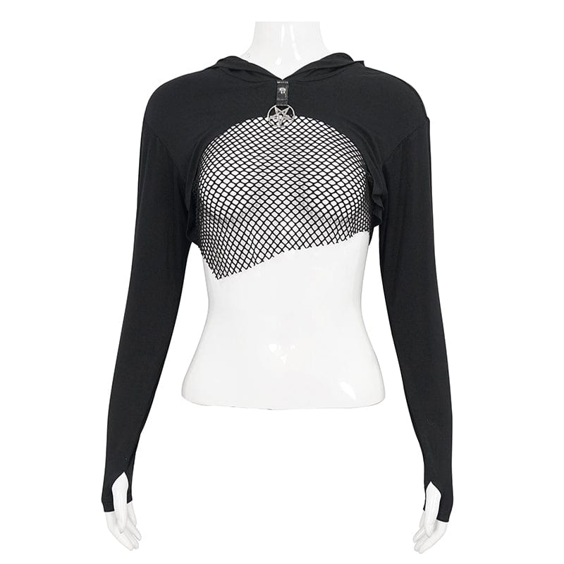 Women's Punk Strappy Mesh Splice Cape - Image 7