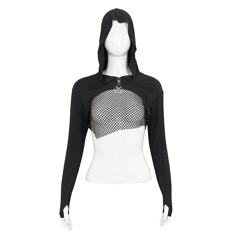 Women's Punk Strappy Mesh Splice Cape - Image 8