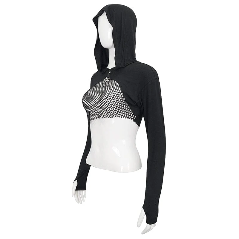 Women's Punk Strappy Mesh Splice Cape - Image 9