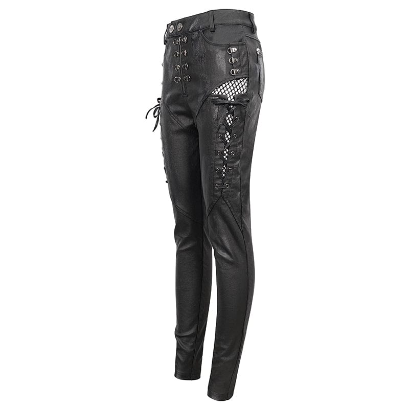 Women's Punk Strappy Mesh Splice Leggings - Image 8
