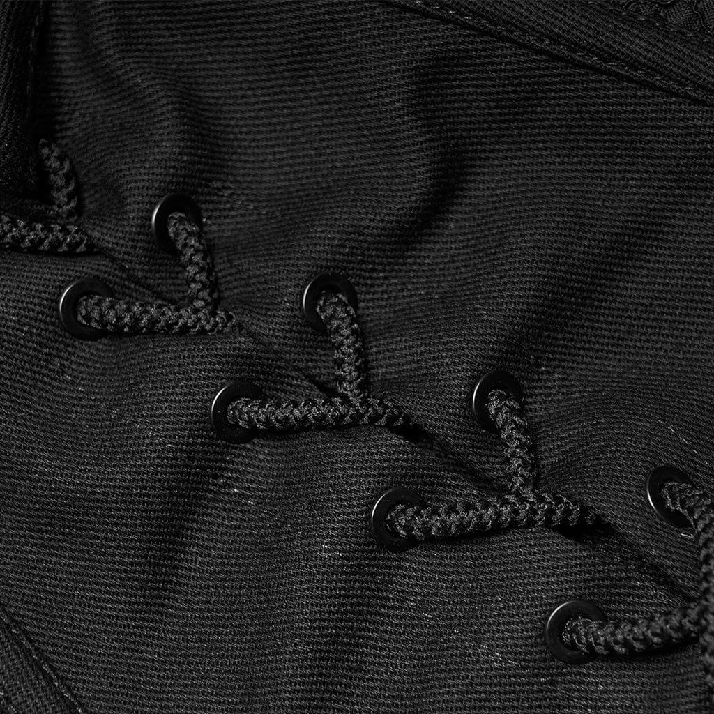 Women's Punk Strappy Mesh Splice Zipper Underbust Corset - Image 6