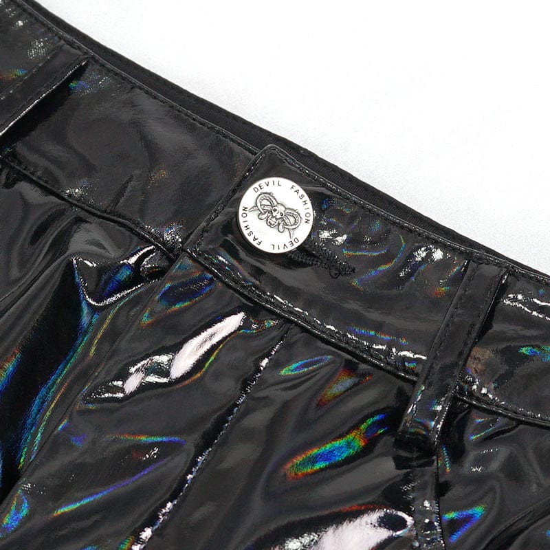 Women's Punk Strappy Patent Leather Skirt - Image 10