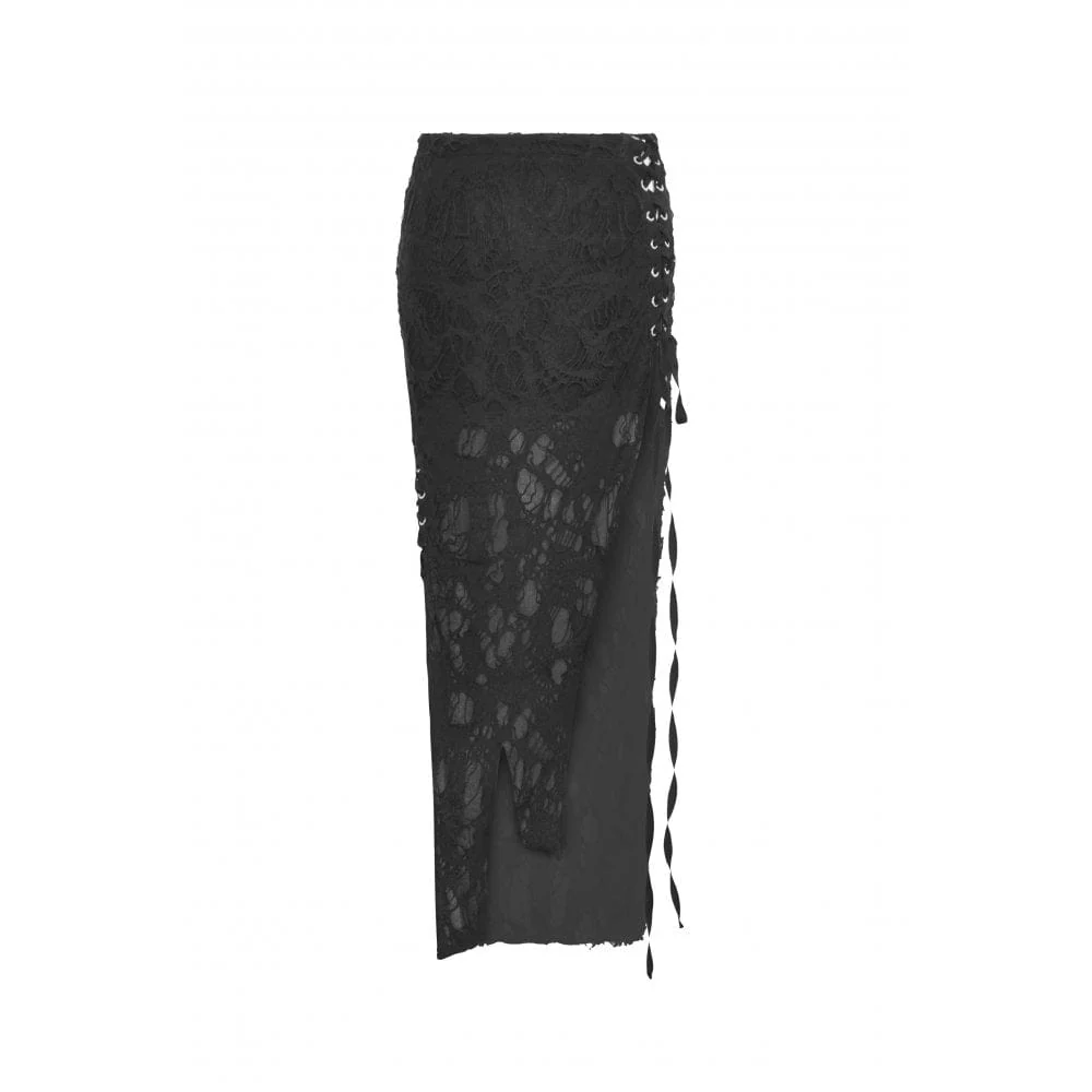 Women's Punk Strappy Ripped Split Skirt - Image 11