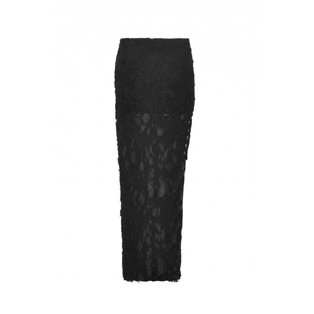 Women's Punk Strappy Ripped Split Skirt - Image 12