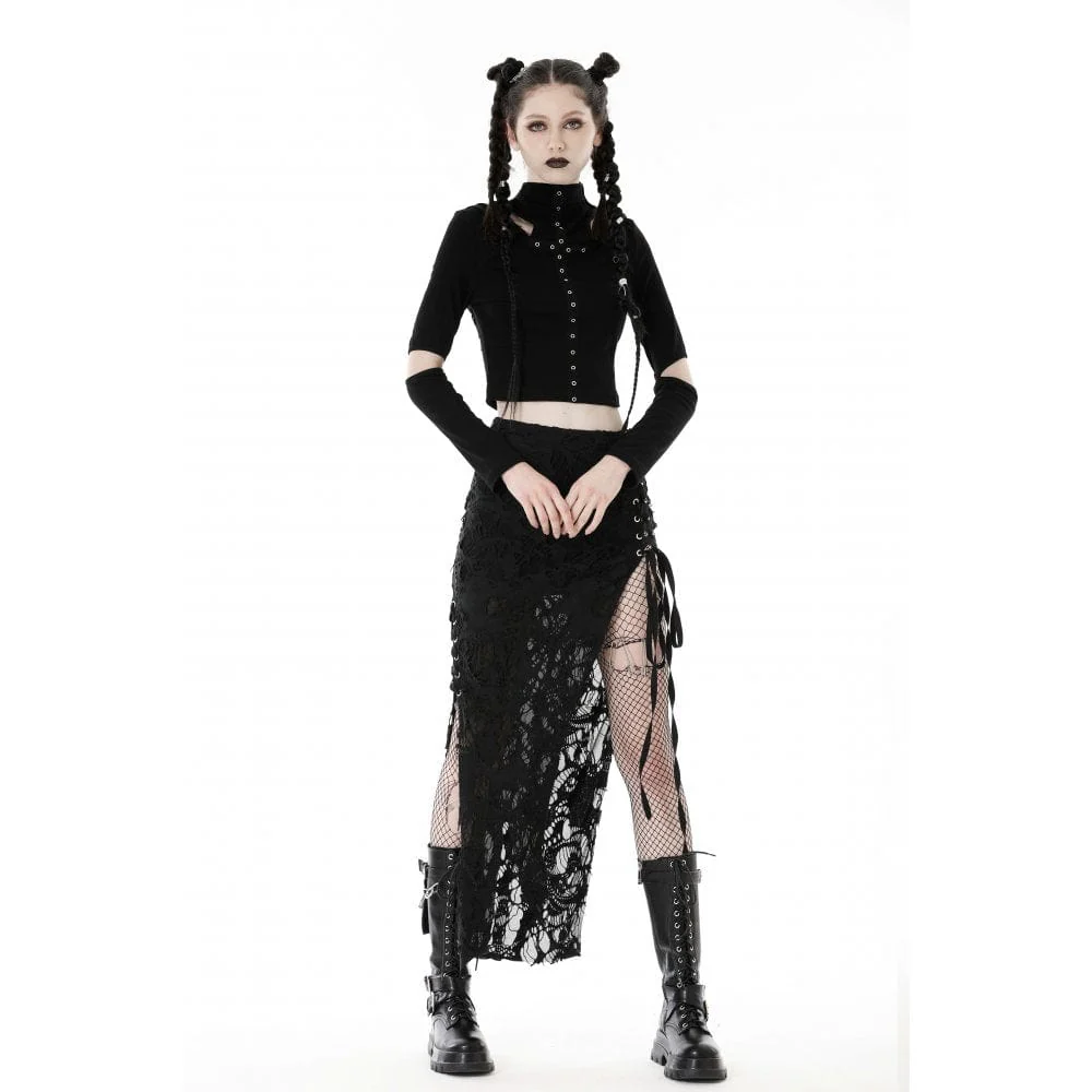 Women's Punk Strappy Ripped Split Skirt - Image 3