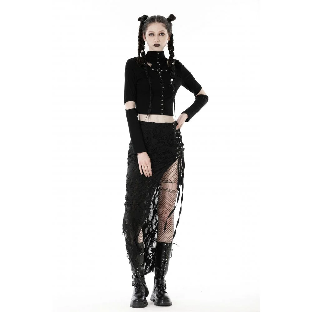 Women's Punk Strappy Ripped Split Skirt - Image 4
