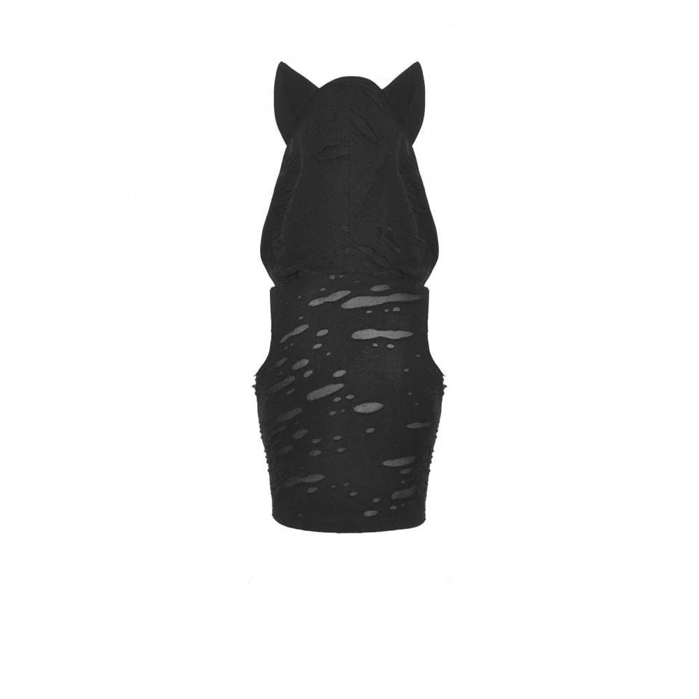 Women's Punk Strappy Ripped Vest with Hood - Image 12