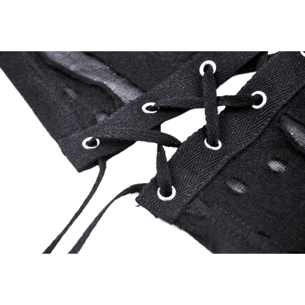 Women's Punk Strappy Ripped Vest with Hood - Image 14