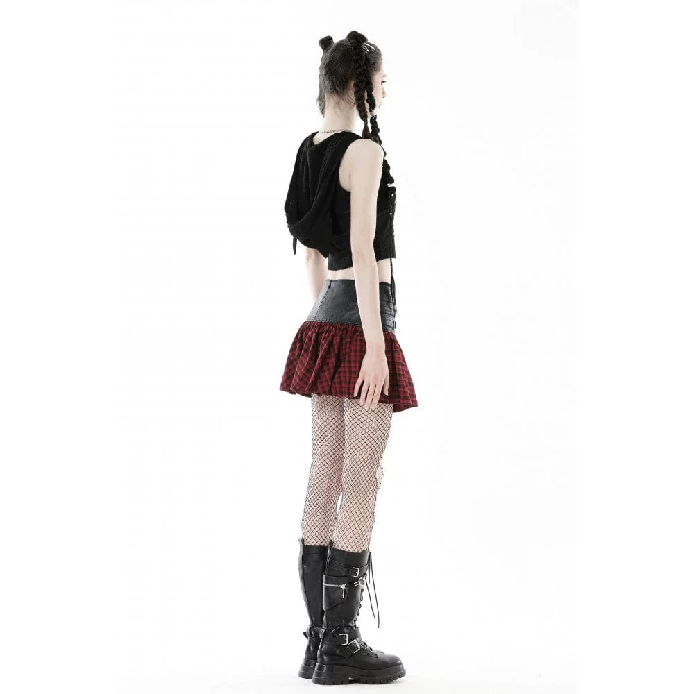 Women's Punk Strappy Ripped Vest with Hood - Image 9