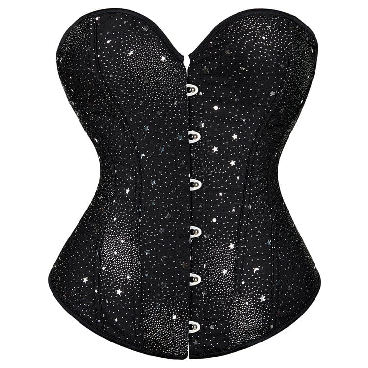 Women's Punk Strappy Star Printed Overbust Corset - Image 6