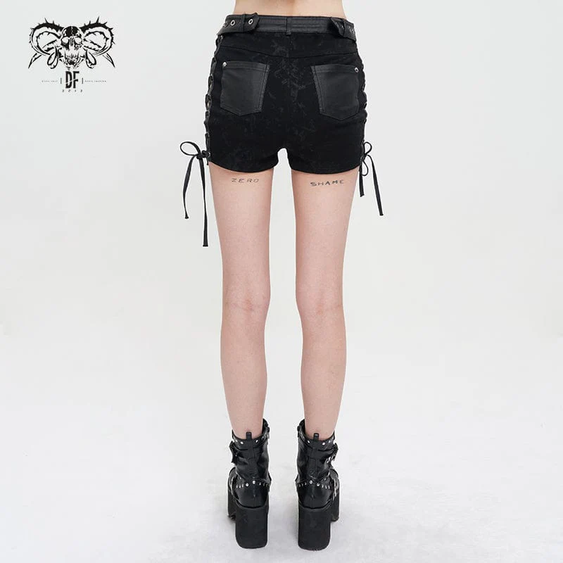 Women's Punk Strappy Tie-dyed Buckle Shorts - Image 4