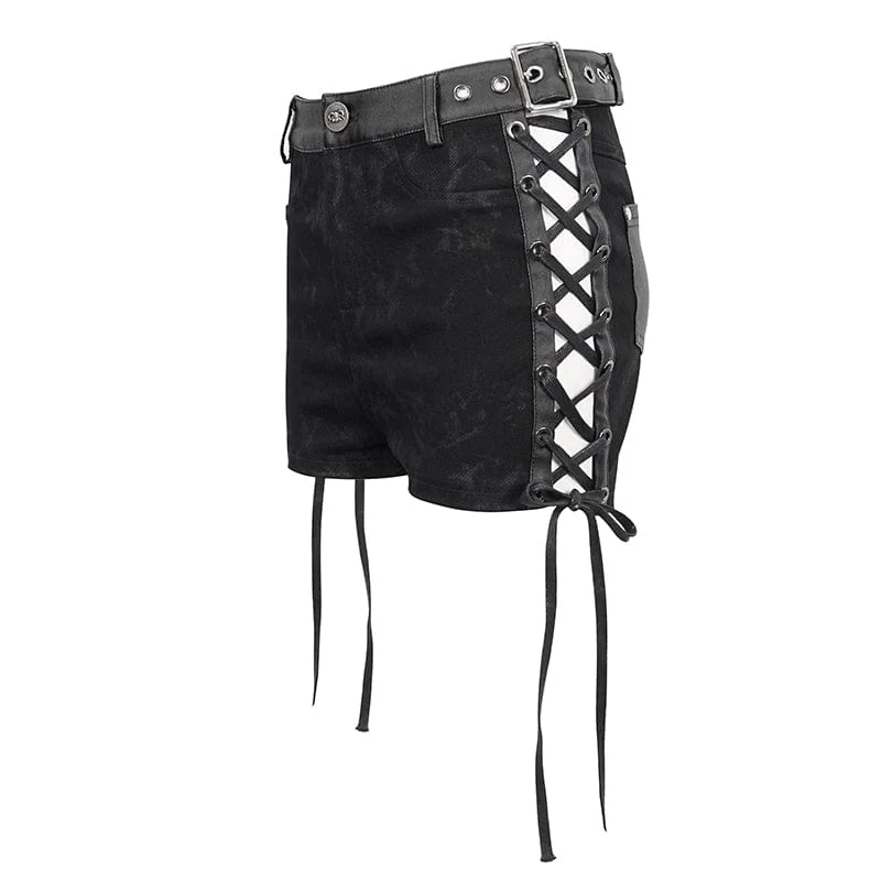 Women's Punk Strappy Tie-dyed Buckle Shorts - Image 9