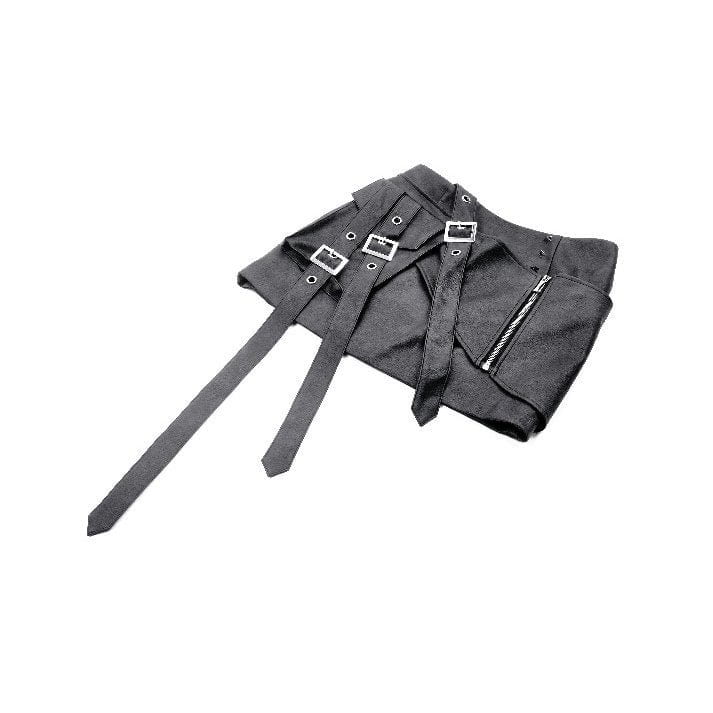 Women's Punk Straps Faux Leather Short Skirt - Image 13