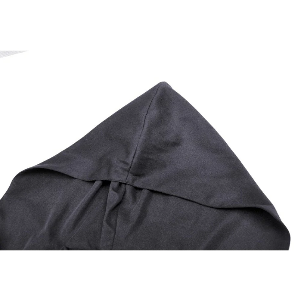 Women's Punk Straps Long Coat with Hood - Image 12