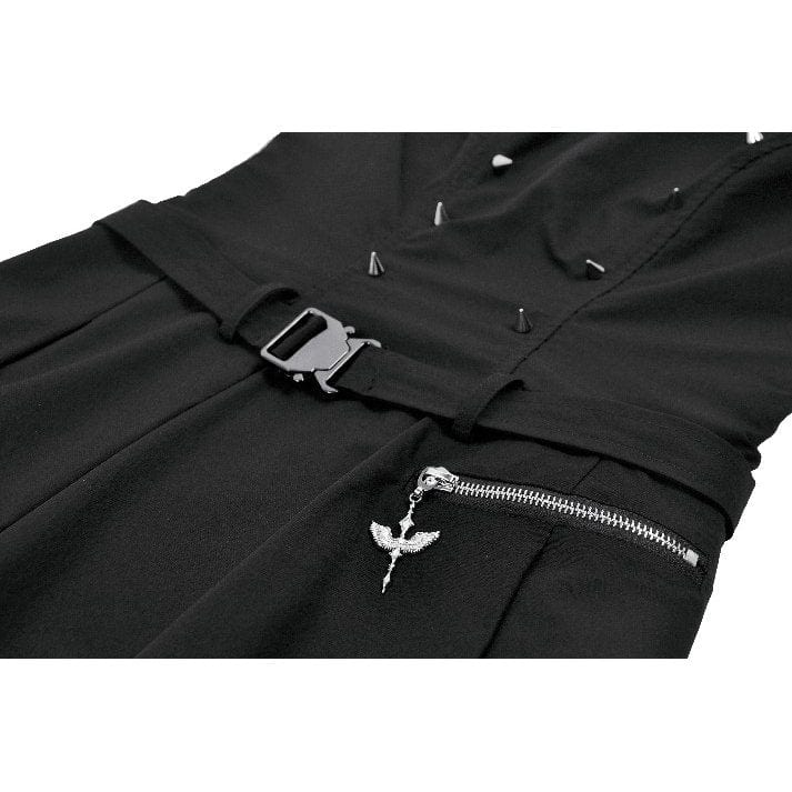 Women's Punk Studded Asymmetrical Pleated Dress - Image 16