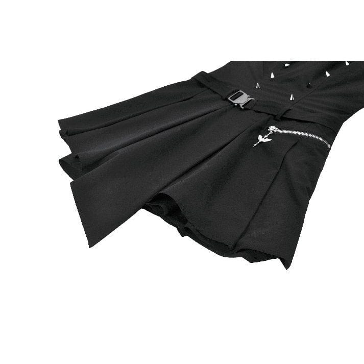 Women's Punk Studded Asymmetrical Pleated Dress - Image 19