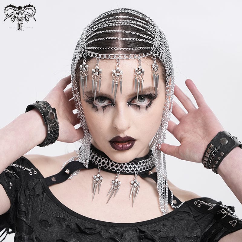 Women's Punk Studded Chained Headwear