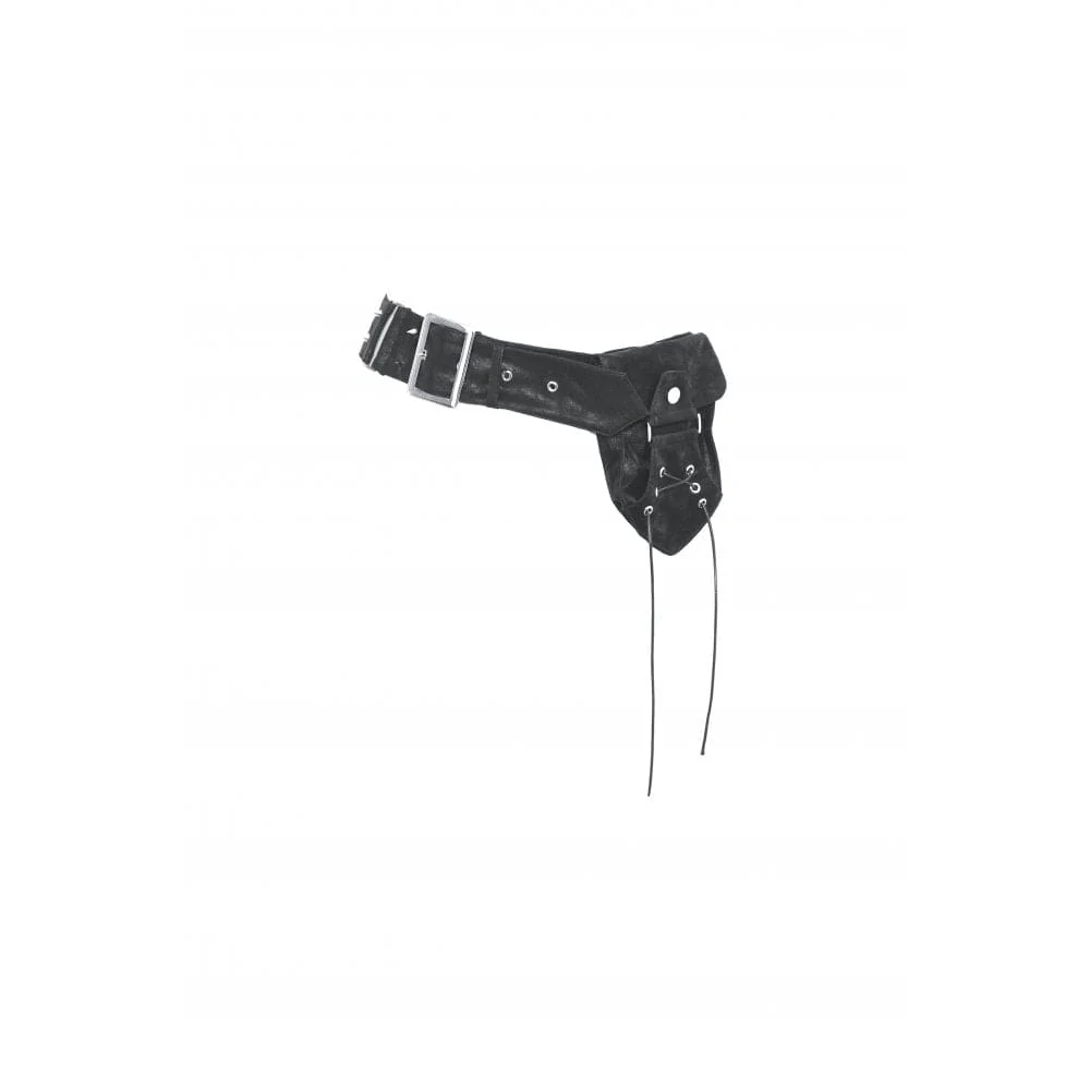 Women's Punk Studded Faux Leather Belt with Bag - Image 7