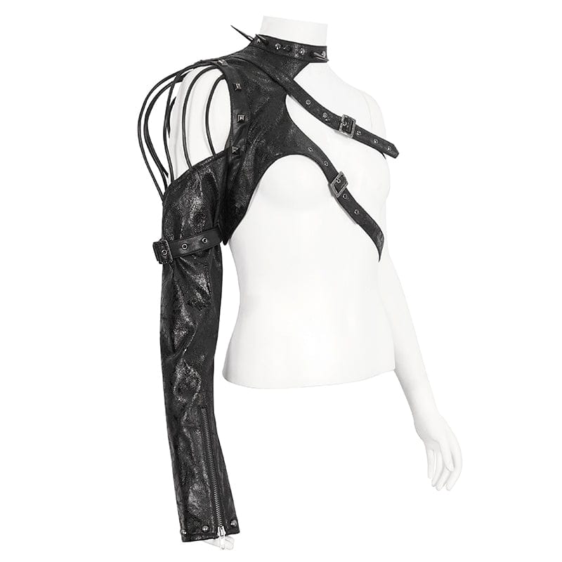 Women's Punk Studded Faux Leather Harness Black - Image 7