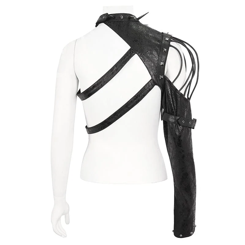Women's Punk Studded Faux Leather Harness Black - Image 8