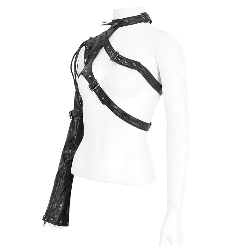 Women's Punk Studded Faux Leather Harness Black - Image 9