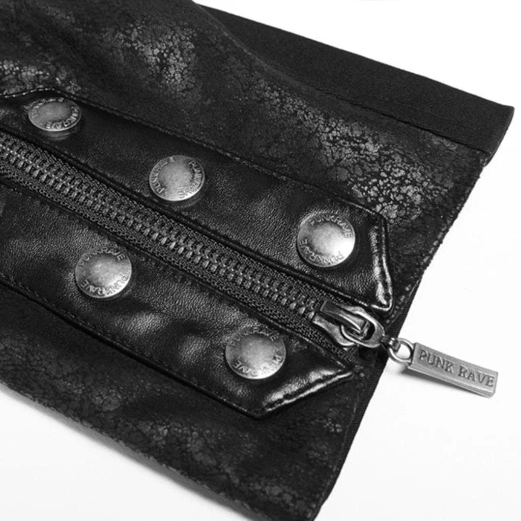 Women's Punk Studded Faux Leather Zipper Jacket Black - Image 10